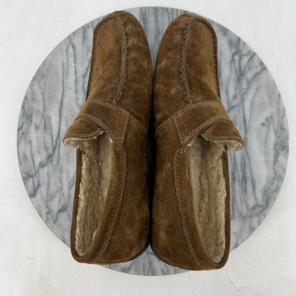 Vintage UGG Loafer Mens 8 Brown Suede Slip On Shearling Lined Slipper Shoes - Picture 7 of 12